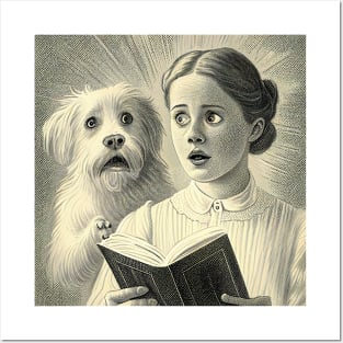Just a girl and her dog Reading a book Vintag Reading lover, Dog lover gift, Bookworm Posters and Art